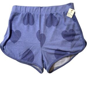 Colsie Women Pull on Pajama Lounge Short Lavender Blue Heart Print Size Small